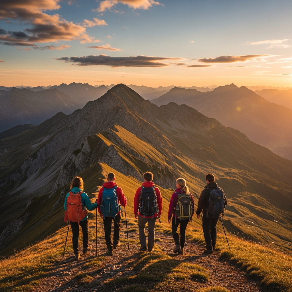 Un gruppo di escursionisti che camminano su un sentiero di montagna